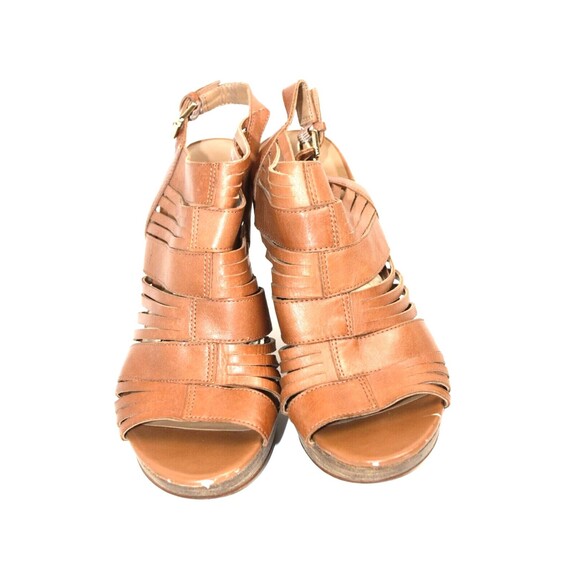 Franco Sarto Meggie Women's sz 10M Brown Leather High Heels Sandals Shoes - Picture 2 of 8